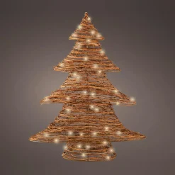 KAEMINGK Sapin lumineux à piles 30 LED (H40 cm) Christmas Rotin Blanc chaud Naturel Hot