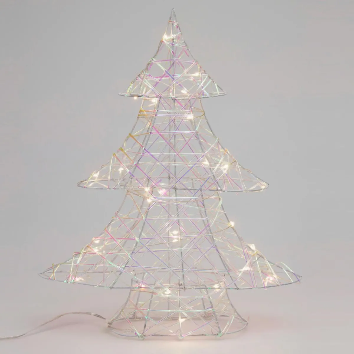 KOOPMAN Sapin lumineux à piles 30 LED (H40 cm) Féerie de Noël Irisé et blanc chaud Transparent irisé Clearance