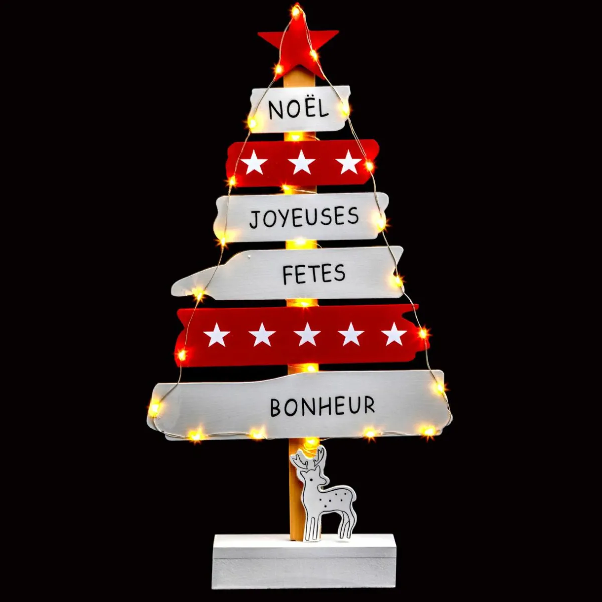 Feeric Lights & Christmas Sapin lumineux en bois à piles (H50 cm) Blanc chaud Sale
