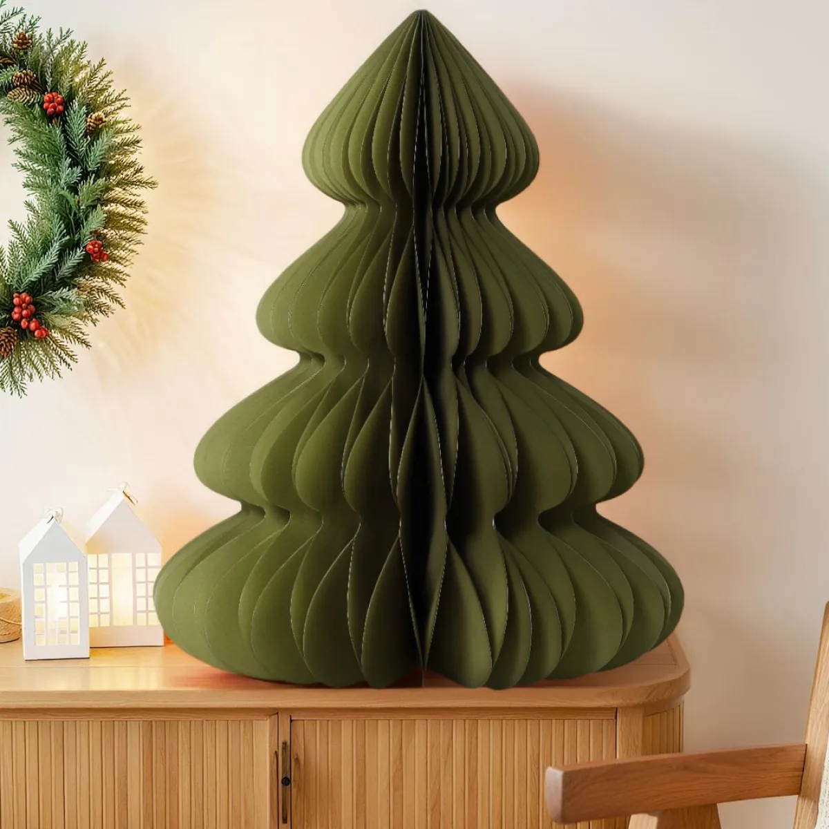 KAEMINGK Sapin papier à poser (H90 cm) Fermeture Magnétique Vert Discount