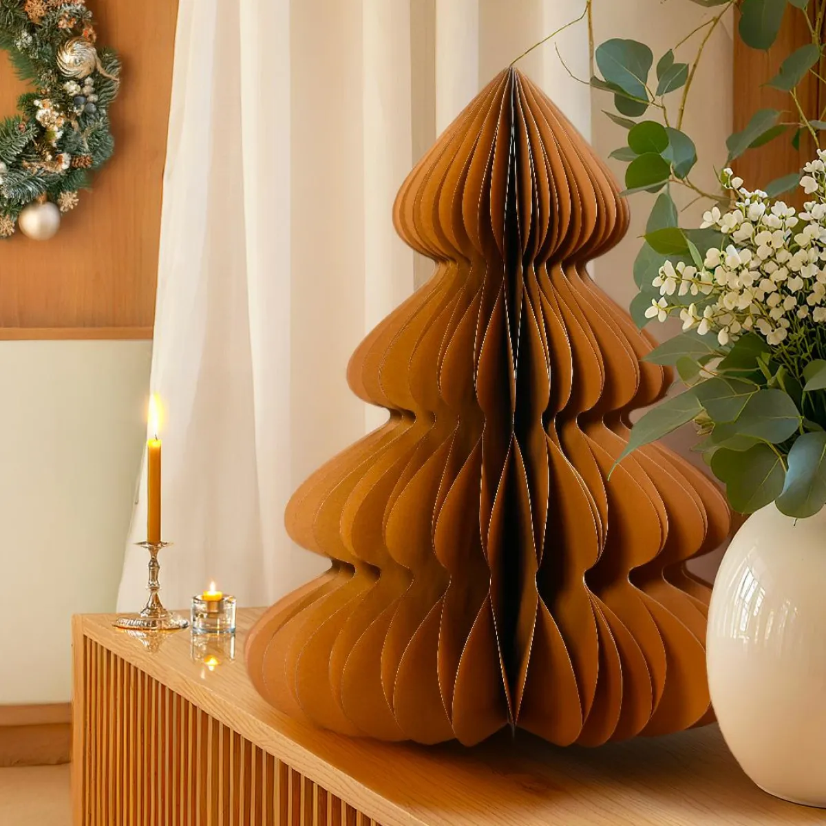KAEMINGK Sapin papier à poser (H60 cm) Fermeture Magnétique Brun café Clearance