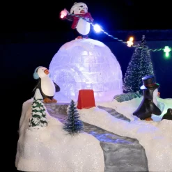 KAEMINGK Scène de vie illuminée à piles Aire de jeu des pingouins Multicolore New