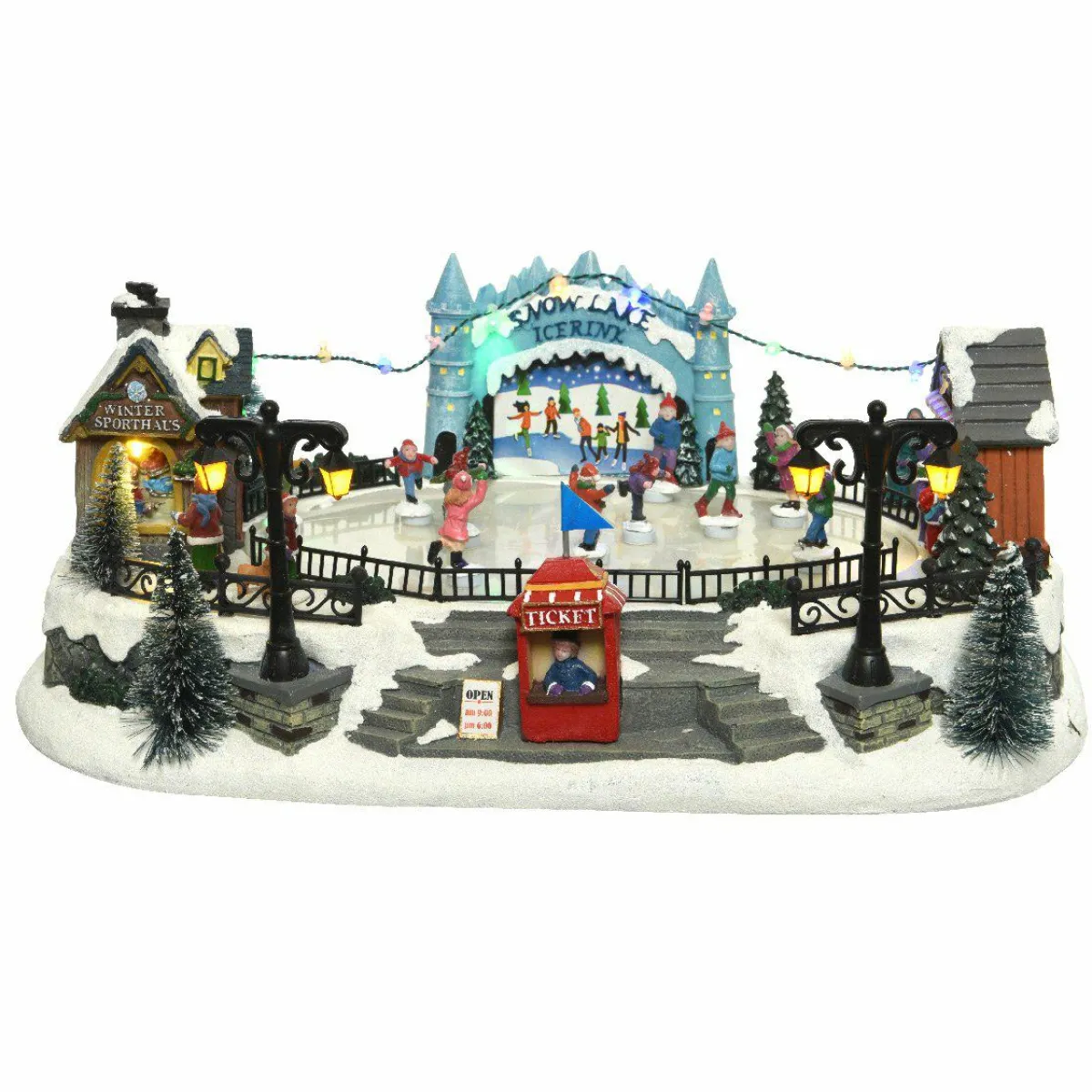 KAEMINGK Scène de vie illuminée et musicale Patinoire extérieure Outlet