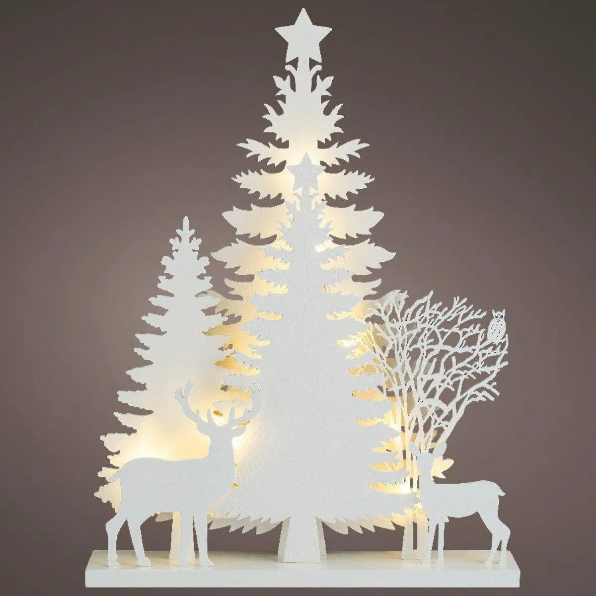 KAEMINGK Scène lumineuse en bois à piles (H40 cm) Forêt Blanc chaud Clearance