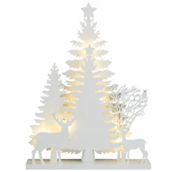 KAEMINGK Scène lumineuse en bois à piles (H40 cm) Forêt Blanc chaud Clearance
