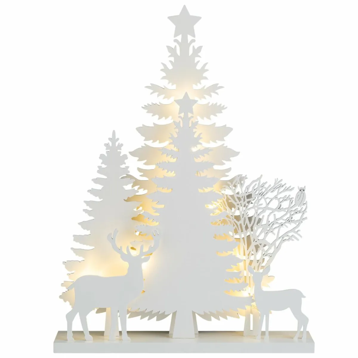 KAEMINGK Scène lumineuse en bois à piles (H40 cm) Forêt Blanc chaud Clearance