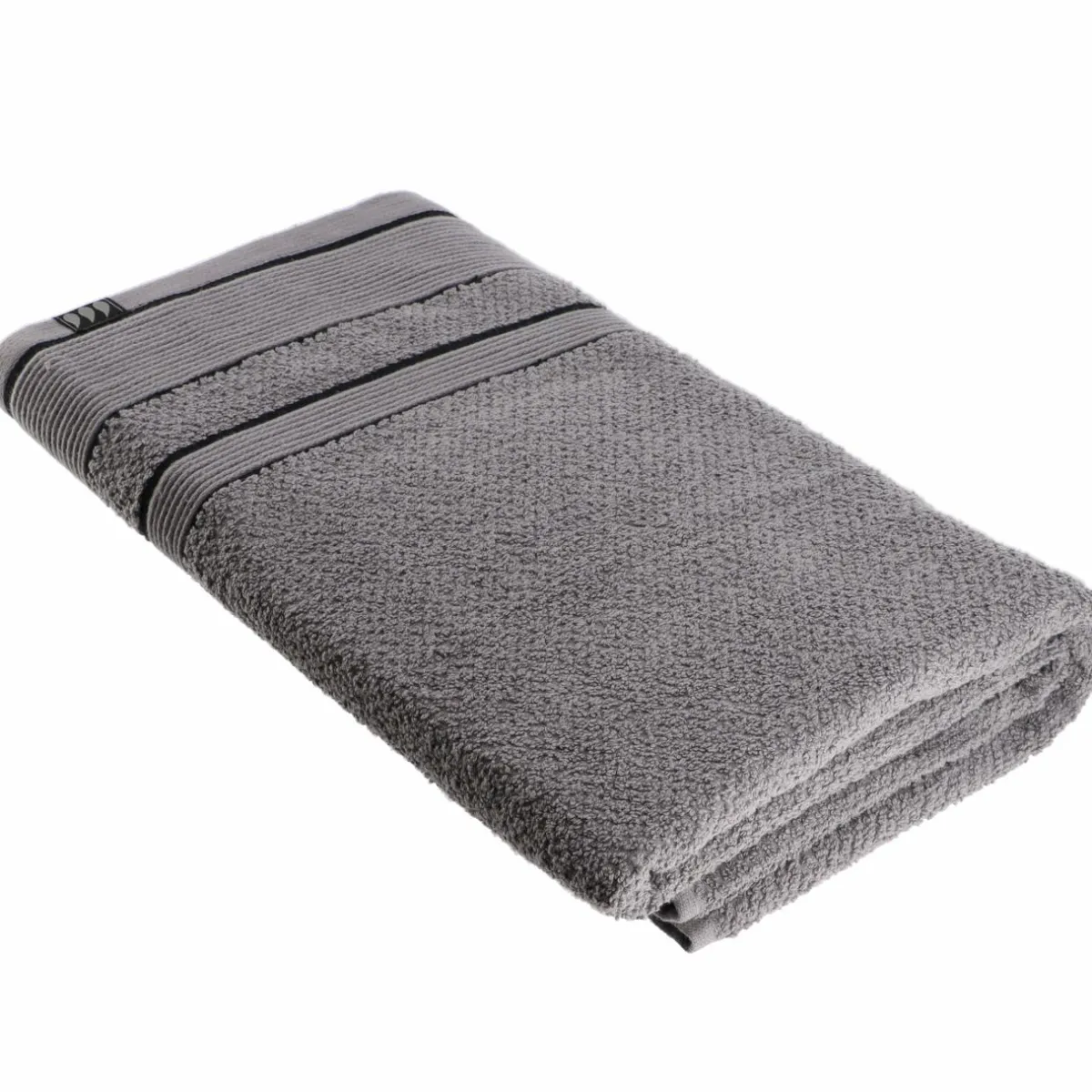 TENDANCE Serviette de bain (90 x 150 cm) Black Line / noir Gris Discount