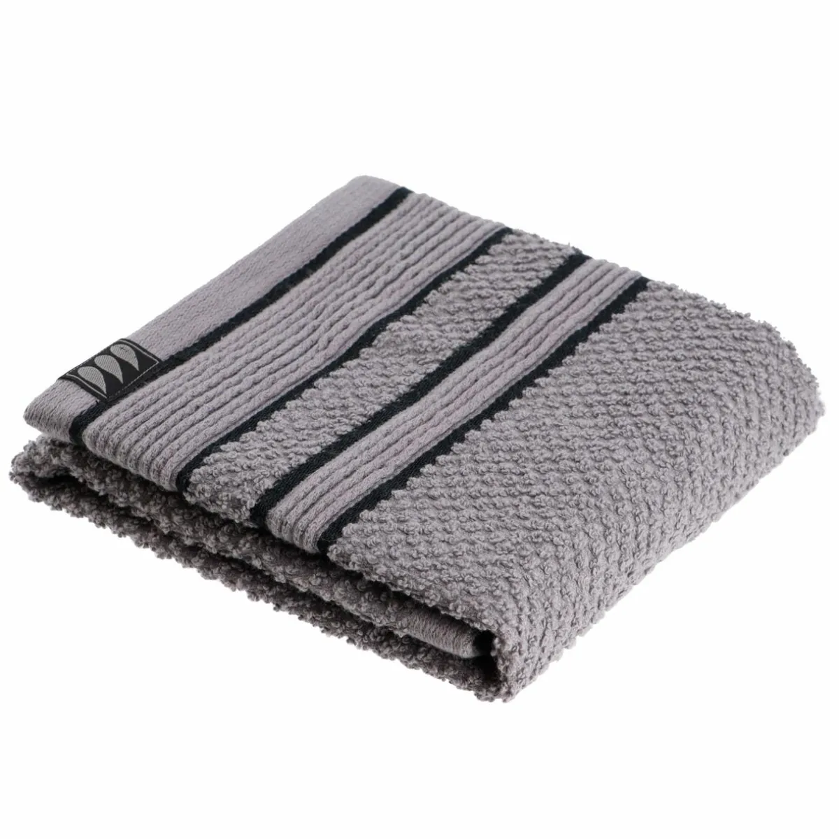 TENDANCE Serviette de bain coton (30 x 50 cm) Black Line / noir Gris Sale