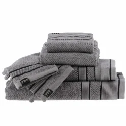 TENDANCE Serviette de bain coton (30 x 50 cm) Black Line / noir Gris Sale