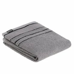 TENDANCE Serviette de bain coton (50 x 90 cm) Black Line / noir Gris Best