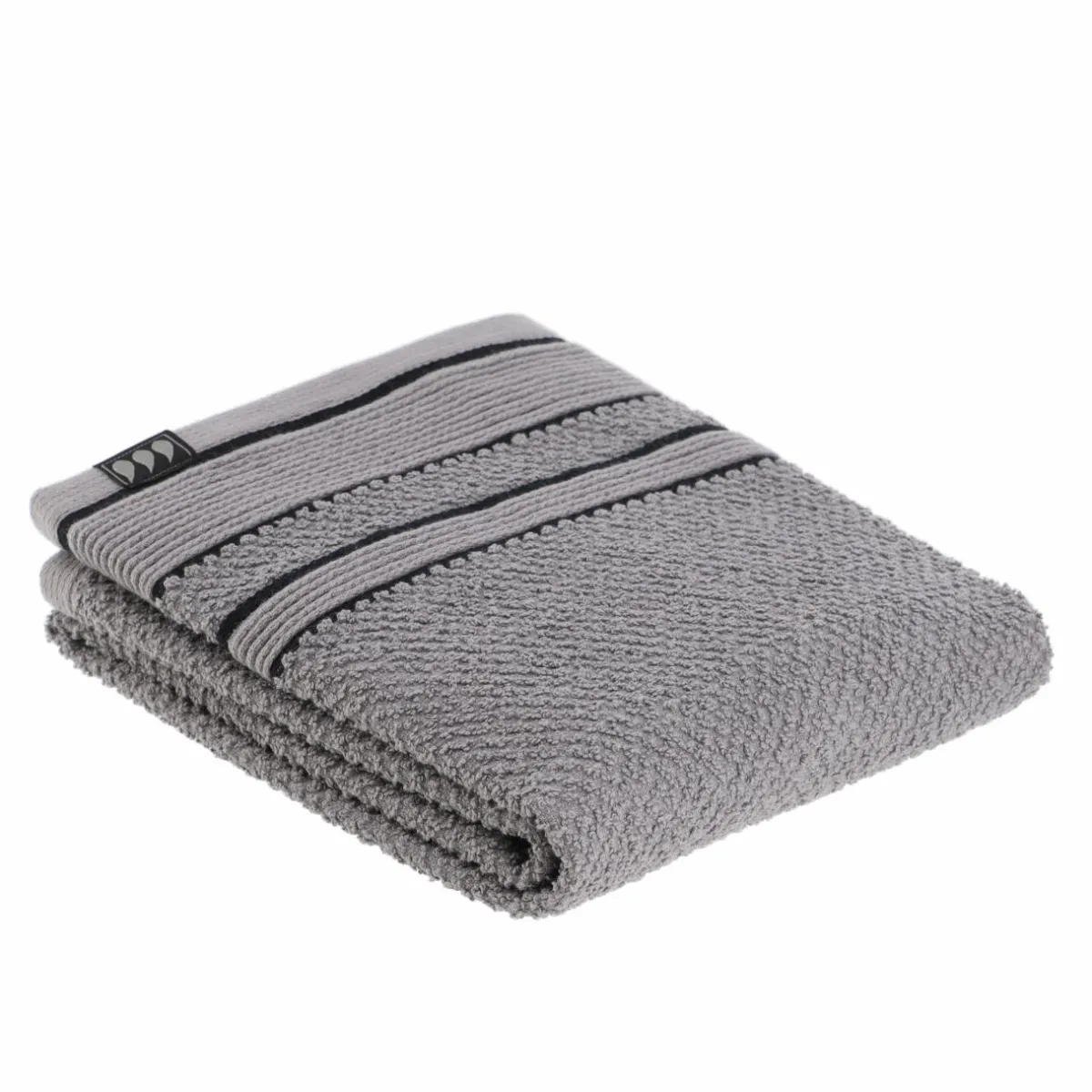 TENDANCE Serviette de bain coton (50 x 90 cm) Black Line / noir Gris Best