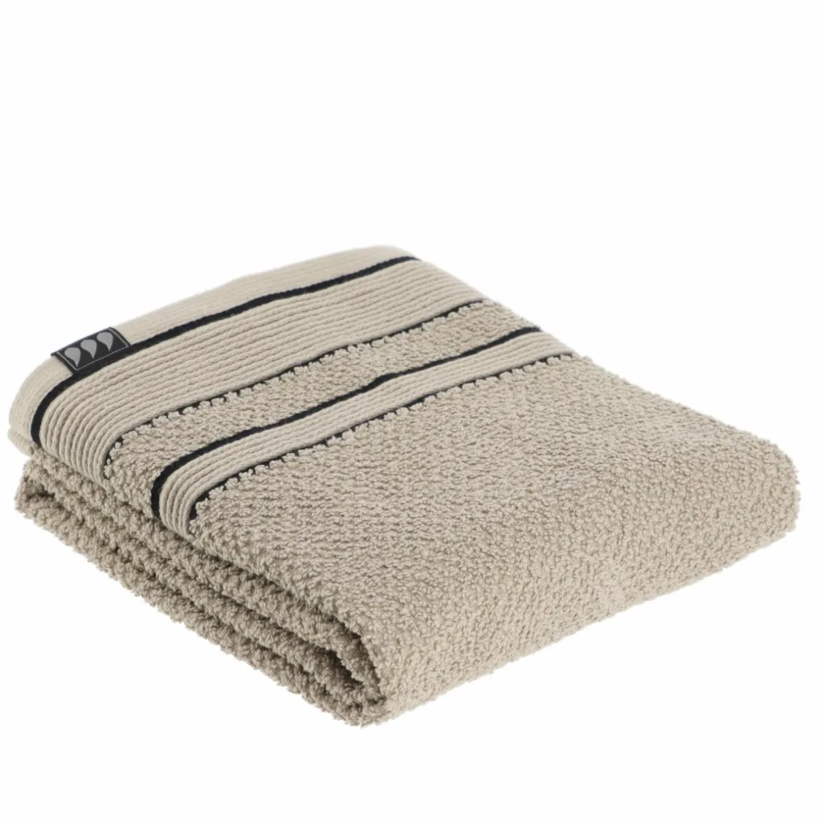 TENDANCE Serviette de bain coton (50 x 90 cm) Black Line / noir Gris ficelle Sale