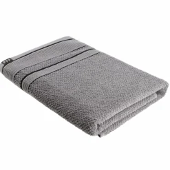TENDANCE Serviette de bain coton (70 x 130 cm) Black Line / noir Gris Best