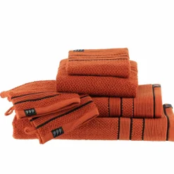 TENDANCE Serviette de bain coton (30 x 50 cm) Black Line / noir Terracotta Sale