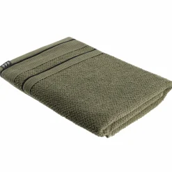 TENDANCE Serviette de bain coton (70 x 130 cm) Black Line / noir Vert kaki