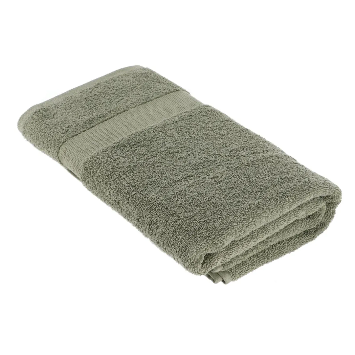TENDANCE Serviette de bain coton (90 x 150 cm) Timeless Vert kaki Outlet