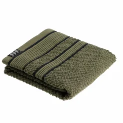 TENDANCE Serviette de bain coton (30 x 50 cm) Black Line / noir Vert kaki New