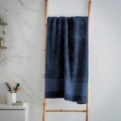 EMINZA Serviette de bain coton bio (70 x 130 cm) Méline Bleu nuit Sale