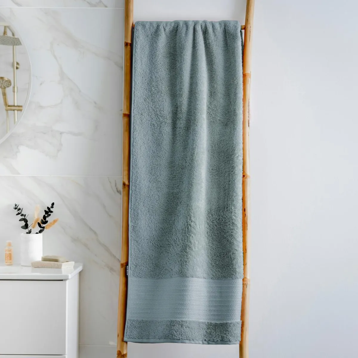 EMINZA Serviette de bain coton bio (90 x 150 cm) Méline Bleu glacier Outlet