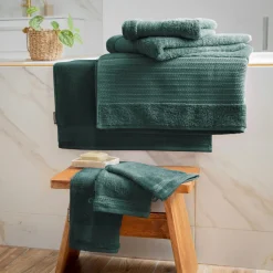 EMINZA Serviette de bain coton bio (30 x 50 cm) Méline Vert émeraude Outlet