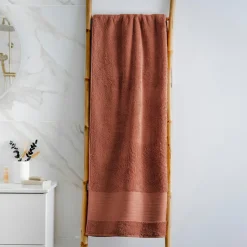 EMINZA Serviette de bain coton bio (90 x 150 cm) Méline Terracotta Sale