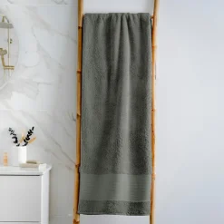 EMINZA Serviette de bain coton bio (90 x 150 cm) Méline Vert romarin