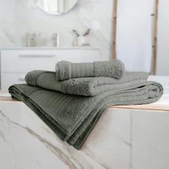 EMINZA Serviette de bain coton bio (90 x 150 cm) Méline Vert romarin