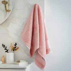 EMINZA Serviette de bain coton bio (50 x 90 cm) Méline Rose Pêche Sale