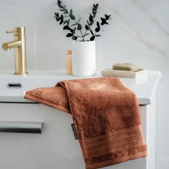 EMINZA Serviette de bain coton bio (30 x 50 cm) Méline Terracotta Sale