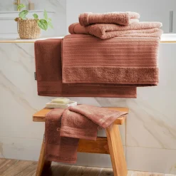 EMINZA Serviette de bain coton bio (30 x 50 cm) Méline Terracotta Sale