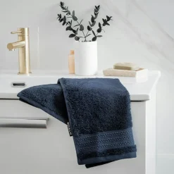EMINZA Serviette de bain coton bio (30 x 50 cm) Méline Bleu nuit Sale