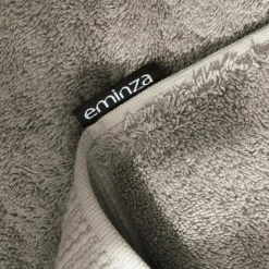EMINZA Serviette de bain coton bio (30 x 50 cm) Méline argile Gris New