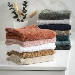 EMINZA Serviette de bain coton bio (30 x 50 cm) Méline argile Gris New