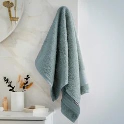 EMINZA Serviette de bain coton bio (50 x 90 cm) Méline Bleu glacier Discount