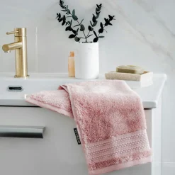 EMINZA Serviette de bain coton bio (30 x 50 cm) Méline Rose Pêche Discount