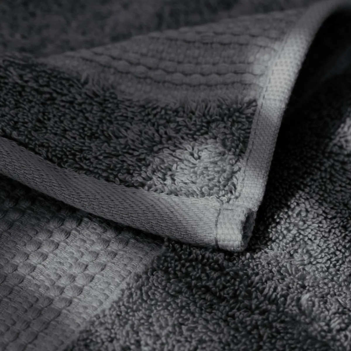 EMINZA Serviette de bain coton bio (50 x 90 cm) Méline Gris orage Gris foncé Clearance