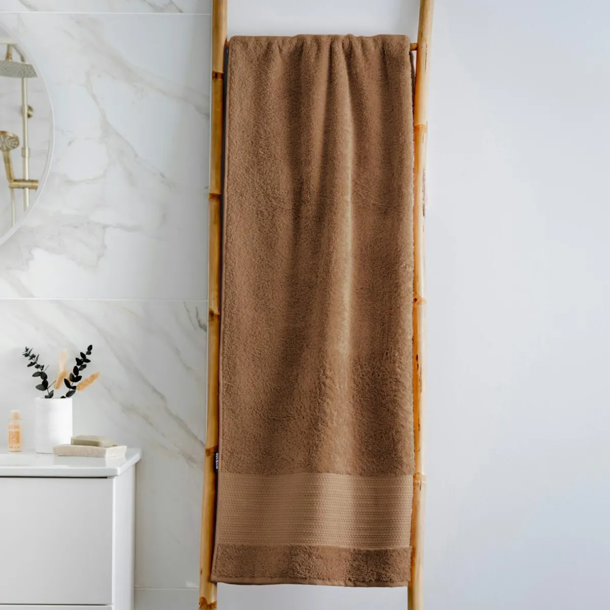 EMINZA Serviette de bain coton bio (90 x 150 cm) Méline Camel Discount