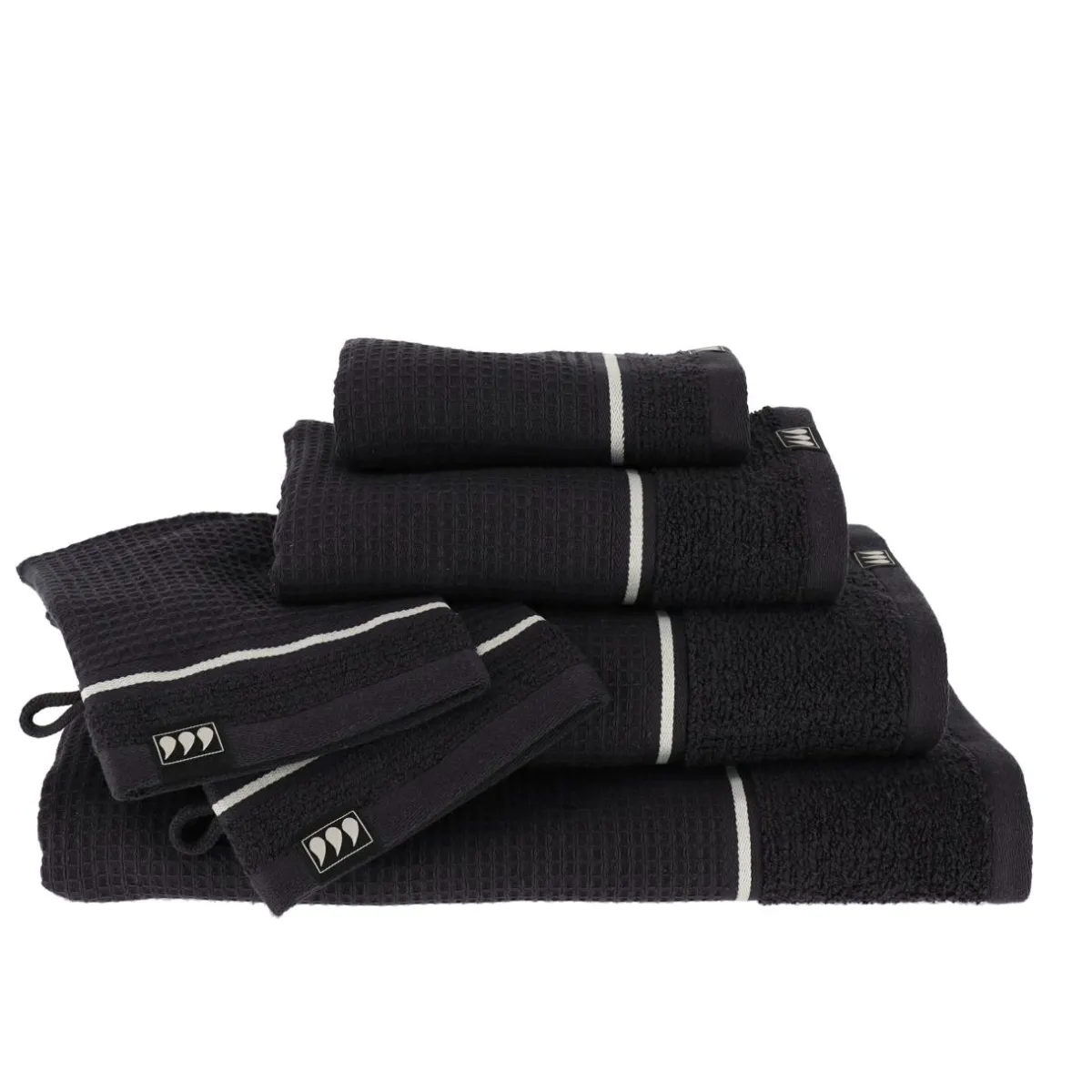 TENDANCE Serviette de bain coton nid d'abeille (90 x 150 cm) Japandi Noir Online