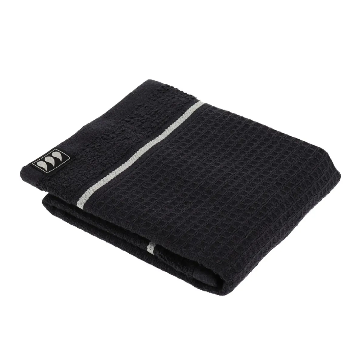 TENDANCE Serviette de bain coton nid d'abeille (30 x 50 cm) Japandi Noir Discount