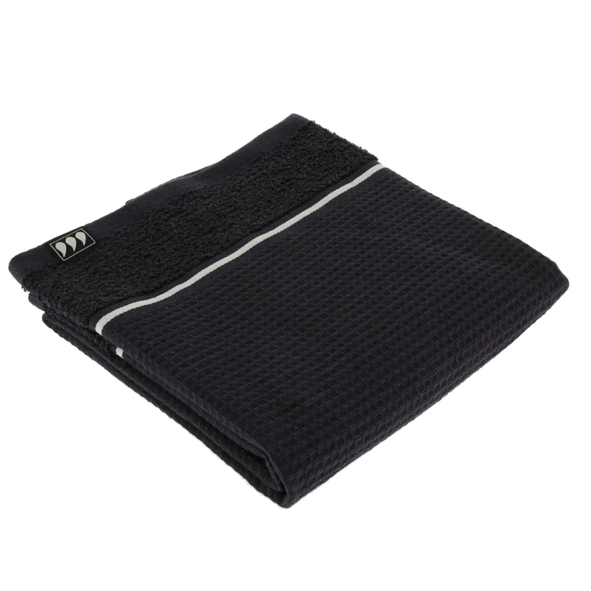 TENDANCE Serviette de bain coton nid d'abeille (50 x 90 cm) Japandi Noir Clearance