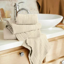 EMINZA Serviette de bain gaze de coton (30 x 50 cm) Gaïa pampa Beige Sale