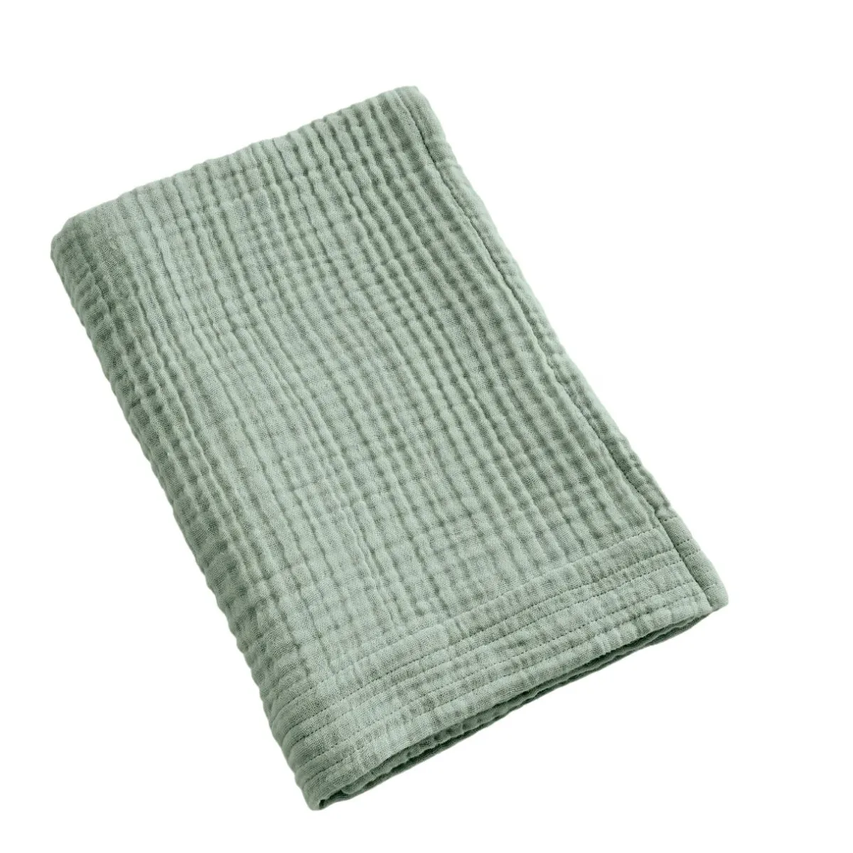 EMINZA Serviette de bain gaze de coton (50 x 90 cm) Gaïa Vert Eucalyptus