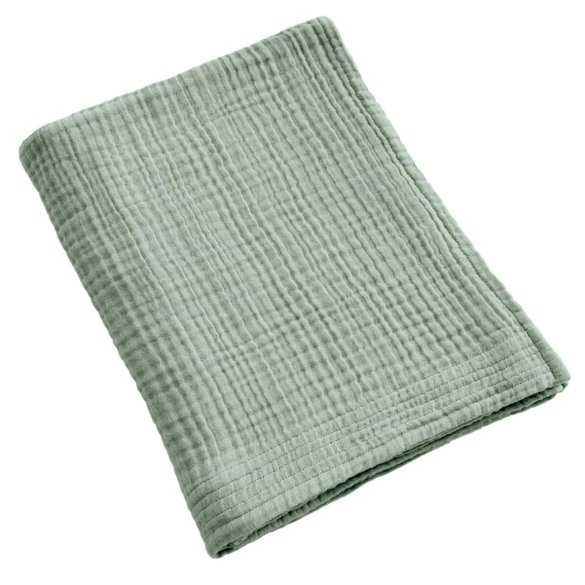 EMINZA Serviette de bain gaze de coton (90 x 150 cm) Gaïa Vert Eucalyptus Outlet