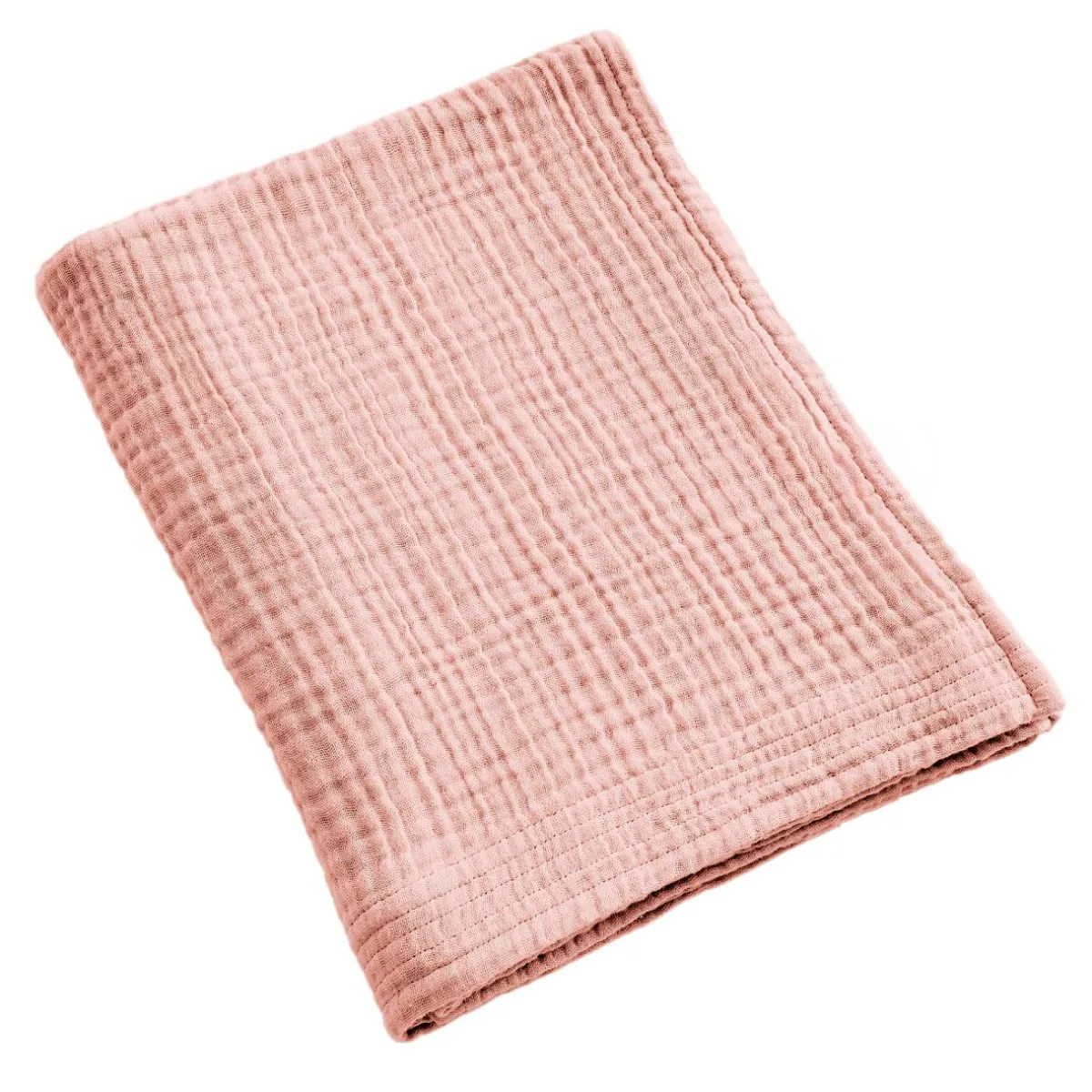 EMINZA Serviette de bain gaze de coton (90 x 150 cm) Gaïa Rose Pêche