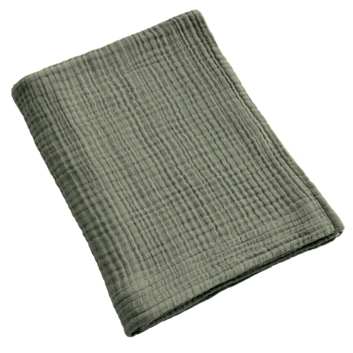 EMINZA Serviette de bain gaze de coton (90 x 150 cm) Gaïa Vert romarin Online