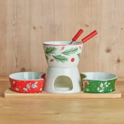 KOOPMAN Set à fondue au chocolat en porcelaine Noël Gourmand Multicolore New