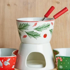 KOOPMAN Set à fondue au chocolat en porcelaine Noël Gourmand Multicolore New