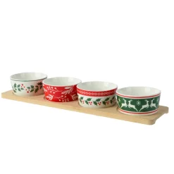 KAEMINGK Set à tapas 4 bols (10 x 38 cm) Magie de Noël Multicolore Hot