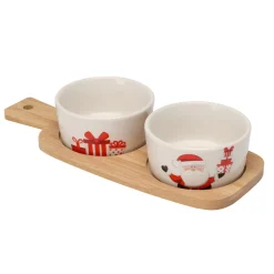 KOOPMAN Set à tapas 2 bols (10 x 25 cm) Père Noël et cadeaux Rouge Clearance