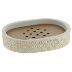 TENDANCE Set d'accessoires salle de bain gravé Casablanca Naturel Beige New